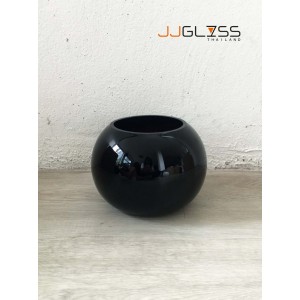 BLACK-H0284-14TL - Black Handmade Colour Vase